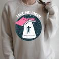 Book UFO Take Me Away Reader Bookaholic Love Books Raglan Sleeve Sweatshirt Heather Forest