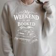 My Weekend Is All Booked Classic Vintage Book Lovers Raglan Sleeve Sweatshirt Heather Forest