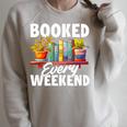Booked Every Weekend Pun Book Lover Book Nerd Reading Premium Tri-Blend Raglan Sleeve Sweatshirt Heather Forest
