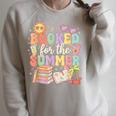 Booked For The Summer Cute Book Reading Women Girls Raglan Sleeve Sweatshirt Heather Forest