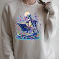 Bookish Skeleton Reading In Wildflowers Book Lover Bookworm Raglan Sleeve Sweatshirt Heather Forest