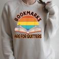 Bookmarks Are For Quitters Reading Books Book Reader Raglan Sleeve Sweatshirt Heather Forest