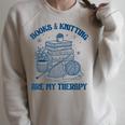 Books & Knitting Are My Therapy Reading Knitting Lover Craft Raglan Sleeve Sweatshirt Heather Forest