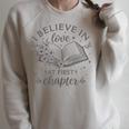 Books I Believe In Love At First Chapter Book Lover Raglan Sleeve Sweatshirt Heather Forest