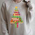 Books Christmas Tree Xmas Librarian Book Lovers Pajama Raglan Sleeve Sweatshirt Heather Forest