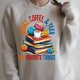 Books Coffee & Yarn Lover My Favorite Things Raglan Sleeve Sweatshirt Heather Forest