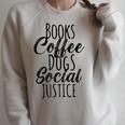 Books Coffee Dogs Social Justice Literature Student Cute Raglan Sleeve Sweatshirt Heather Forest