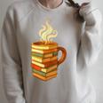 Books Coffee Mug Reading Lover Literary Bibliophile Raglan Sleeve Sweatshirt Heather Forest