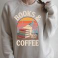 Books And Coffee Reading Book Lover Bookworm Raglan Sleeve Sweatshirt Heather Forest
