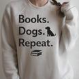 Books Dogs Repeat Shirt Dog Lover Book Lover T-Shirt Raglan Sleeve Sweatshirt Heather Forest