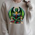 Books Dragon Reading Book Raglan Sleeve Sweatshirt Heather Forest Books Dragon Reading Book Raglan Sleeve Sweatshirt Heather Forest