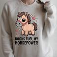 Books Fuel My Horsepower Cute Reading Pony Raglan Sleeve Sweatshirt Heather Forest Books Fuel My Horsepower Cute Reading Pony Raglan Sleeve Sweatshirt Heather Forest