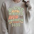 Books Helping Introverts Avoid Conversation 1454 T-Shirt Raglan Sleeve Sweatshirt Heather Forest Books Helping Introverts Avoid Conversation 1454 T-Shirt Raglan Sleeve Sweatshirt Heather Forest
