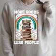 More Books Less People Mystic Book Rainbow Reading Book Raglan Sleeve Sweatshirt Heather Forest