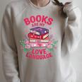Books Are My Love Language Retro Bookish Pink Valentine Raglan Sleeve Sweatshirt Heather Forest