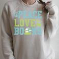 Books Peace Love Bookworm Book Nerd Book Lover Reading Raglan Sleeve Sweatshirt Heather Forest