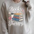 Books Are My Therapy Reading Lover Cozy Environment Raglan Sleeve Sweatshirt Heather Forest Books Are My Therapy Reading Lover Cozy Environment Raglan Sleeve Sweatshirt Heather Forest