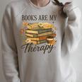 Books Are My Therapy Vintage Book Lover Daisy Art Raglan Sleeve Sweatshirt Heather Forest