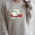 Books Read More Hate Less Book Lover Raglan Sleeve Sweatshirt Heather Forest