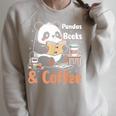 Books Reading Reader Panda Panda Books And Coffee Raglan Sleeve Sweatshirt Heather Forest