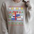 Books Reading Ugly Christmas Book Lover Raglan Sleeve Sweatshirt Heather Forest