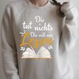 Books Saying Die Tut Nichts Die Will Nur Lesen Raglan Sleeve Sweatshirt Heather Forest