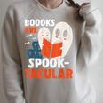Books Are Spook-Tacular Halloween Bookworm Book Reading Raglan Sleeve Sweatshirt Heather Forest