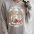I Like My Books Steamy And My Music Screamy Raglan Sleeve Sweatshirt Heather Forest