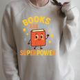 Books Are My Superpower Cute Reading Lover Raglan Sleeve Sweatshirt Heather Forest