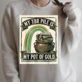 Books My TBR Pile Is My Pot Of Gold Rainbow Bookish Irish Raglan Sleeve Sweatshirt Heather Forest