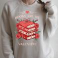 Books Are My Valentine Book Lover Heart Matching Party Raglan Sleeve Sweatshirt Heather Forest