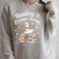 Booktrovert Shirt Reading Is Llama Licious Book Lover Raglan Sleeve Sweatshirt Heather Forest