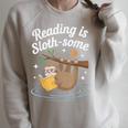 Booktrovert Shirt Reading Is Sloth Some Book Lover Raglan Sleeve Sweatshirt Heather Forest
