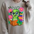 Bookworm Costume Kawaii Reading Worm For World Book Day Raglan Sleeve Sweatshirt Heather Forest Bookworm Costume Kawaii Reading Worm For World Book Day Raglan Sleeve Sweatshirt Heather Forest
