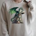 Bookworm Dragon Reading Books Dragon & Books Lover Raglan Sleeve Sweatshirt Heather Forest