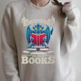 Bookworm Flying Mythical Creature Book Reading Dragon Raglan Sleeve Sweatshirt Heather Forest