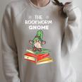 The Bookworm Gnome Christmas Gnome Book Reading Enthusiast Raglan Sleeve Sweatshirt Heather Forest