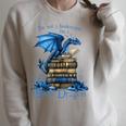 Bookworm I'm a Book Dragon Fantasy Reader Bookish Raglan Sleeve Sweatshirt Heather Forest