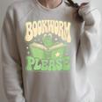 Bookworm Please Book Lover Reader Raglan Sleeve Sweatshirt Heather Forest