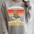 Bookworm Please I'm A Book Dragon Bookworm Book Lovers Raglan Sleeve Sweatshirt Heather Forest