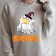 Booooks Funny Halloween Cute Ghost Book Reading Raglan Sleeve Sweatshirt Heather Forest