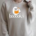 Booooks Halloween Cute Ghost Reading Library Books Raglan Sleeve Sweatshirt Heather Forest