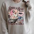 Born To Read Forced To Work Booklover -Adults Book Lovers Casual Grey Small Raglan Sleeve Sweatshirt Heather Forest