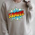 Boys Samuel Comic Book Superhero Name Raglan Sleeve Sweatshirt Heather Forest