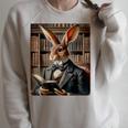 Bunny Reading Book Rabbit Bow Tie Happy Easter Boys Girl Kid Raglan Sleeve Sweatshirt Heather Forest