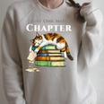 Calico Cat Reading Book Lover Just One More Chapter Raglan Sleeve Sweatshirt Heather Forest