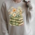 Camo Floral Books Wildflower Botanical Reading Lover Raglan Sleeve Sweatshirt Heather Forest