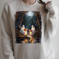 Camping Sheet Ghost Reading Book At Campfire Halloween Raglan Sleeve Sweatshirt Heather Forest