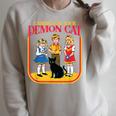 Caring For Your Evil Cat Retro Dark Humor Book Cover Raglan Sleeve Sweatshirt Heather Forest