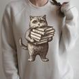 Cat Book Lover Reading Men Women Kids Raglan Sleeve Sweatshirt Heather Forest